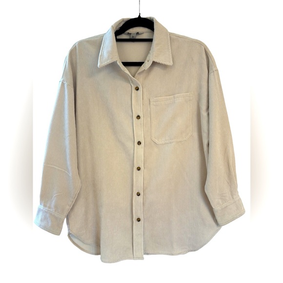 Corduroy Shirt/ Shacket.  Women’s size medium.  Cream color. - Picture 1 of 2